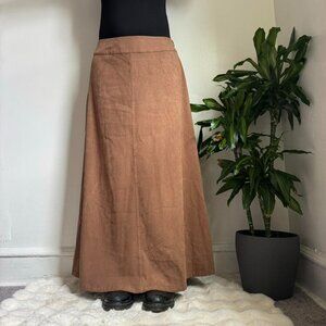 Vintage tan maxi skirt with back ruffles